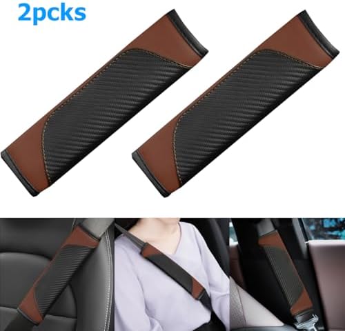 AUCELI 2PCS Carbon Fiber Car Seat Belt Cover, Breathable Leather - Image 5