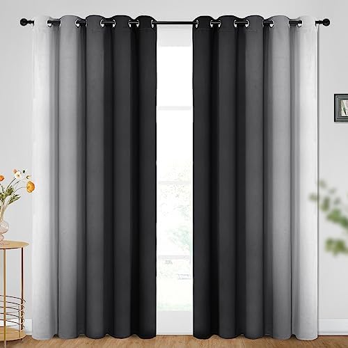 SimpleHome Ombre Black to Grey White Curtains - Image 2