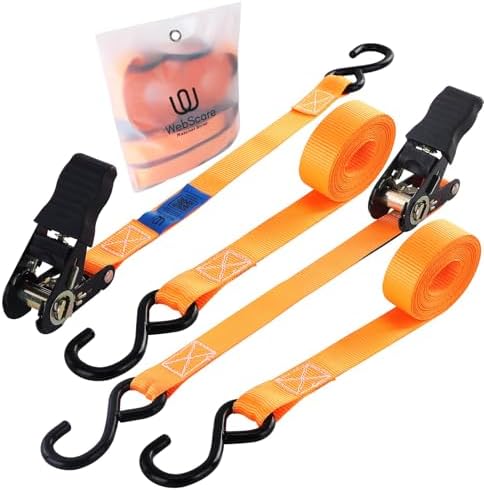 Ratchet Straps 2 Pack – 1 Inch x 13 Feet, 2000 lb Heavy Duty Tie Down Straps by Unknown