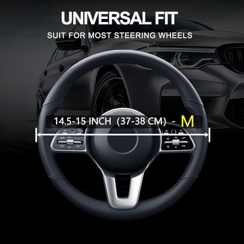 Leather Car Steering Wheel Cover, Universal Fit - Image 2
