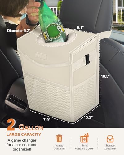 Pritent Car Trash Can with Lid Leakproof Car Garbage Bag Vehicle Trash Bin - Image 2