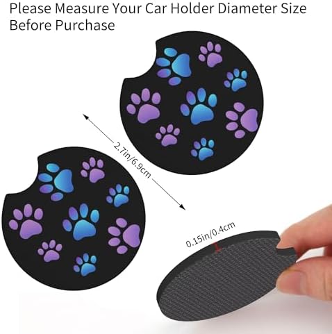 Purple Dog Paw Print Steering Wheel Cover + Dogs Prints 2 Pc Car Coasters - Image 5