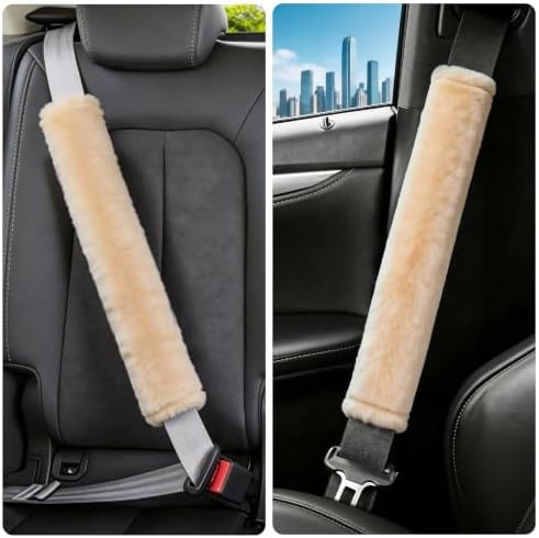 Amooca 19.7in Extra Long Furry Universal Car Seatbelt Cover Shoulder Pad - Image 4