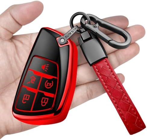 Soft Key Fob Cover with Keychain, 2021-2026 Chevy GMC Smart Key Protector by Sindeda