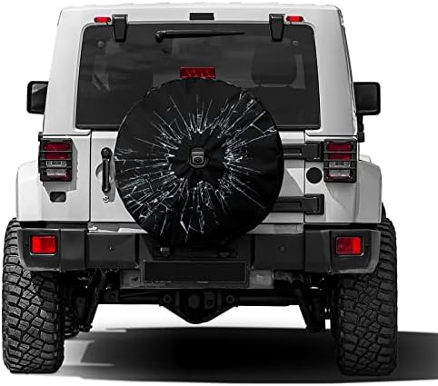 Delerain Spare Tire Cover with Backup Camera Hole Broken Glass Wheel Covers by Delerain