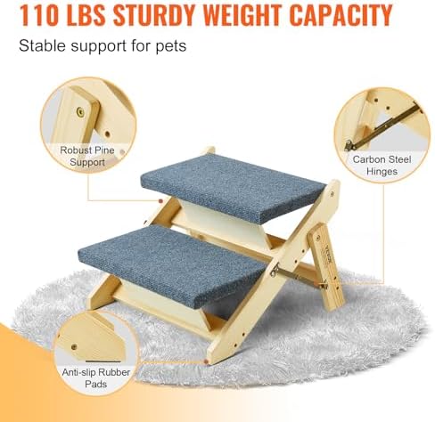 SKYSHALO Wooden Pet Steps, Convertible 2-in-1 Dog Stairs and Ramp - Image 4