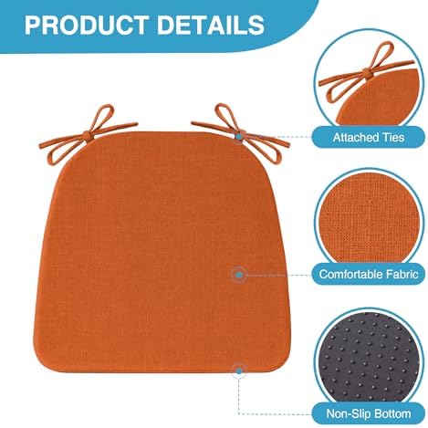 IASEAHK Chair Cushions for Dining Chairs Set of 4, Non Slip Kitchen Chair Pads - Image 2