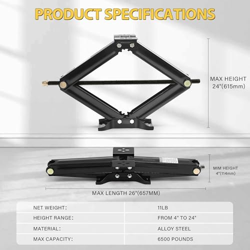 RV Scissor Jack Stabilizer 6500lb Heavy Duty 24" RV Trailer Stabilizer Leveling - Image 2