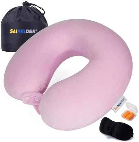 SAIREIDER Travel Neck Pillow 100% Memory Foam, Airplane Rest Prevents Head from by SAIREIDER
