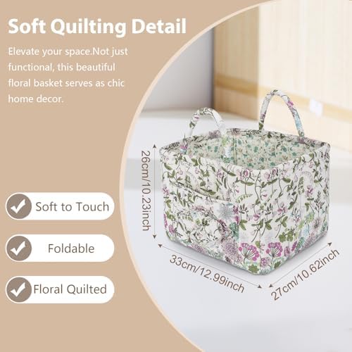Storage Basket Boho Fabric Large Collapsible Floral Laundry Nursery Hamper - Image 6