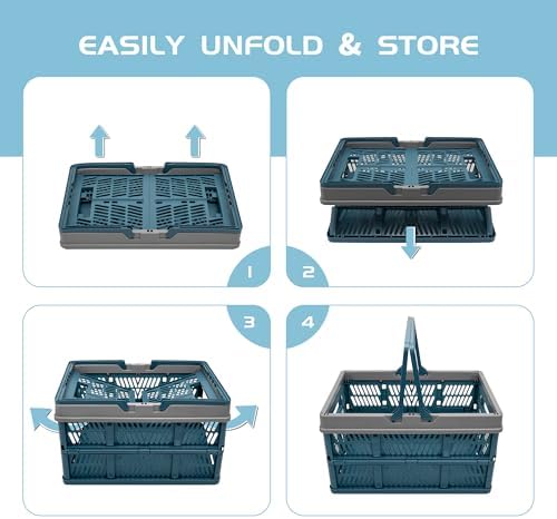 VALESKA 17" Plastic Milk Crate, 33L Collapsible Crates - Image 4