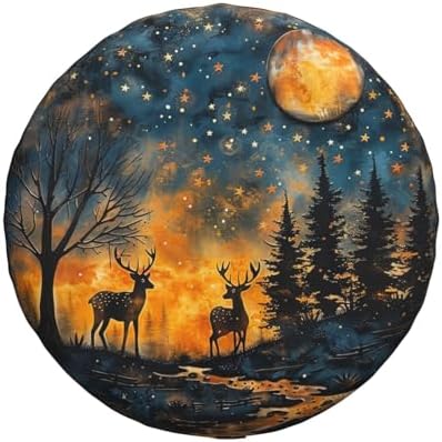 Starry Sky Deer Spare Tire Cover Wheel Protectors Weatherproof Deer Pattern - Image 2