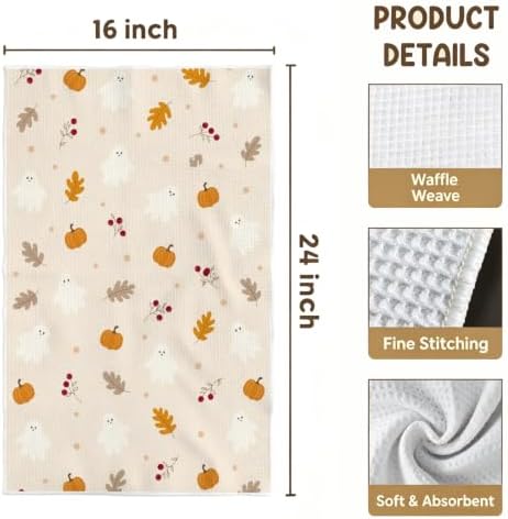Cute Ghost Fall Kitchen Towel, Halloween Season Hand Towel - Image 4