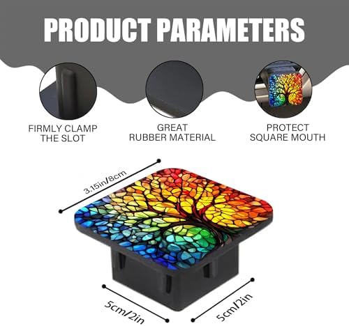 Hitch Cover Fits for 2 Inch Hitch Stained Glass Tree of Life Towing Hitch Plug - Image 2