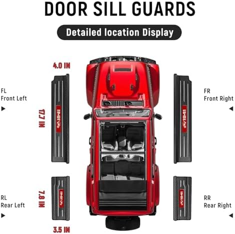 4PCS Door Sill Guards for Jeep 2018-2026 Wrangler JL JLU & 2020-2026 Gladiator - Image 4
