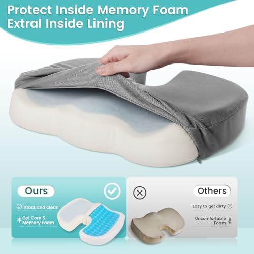 Gel Seat Cushion, Cooling Memory Foam Cushion - Image 4