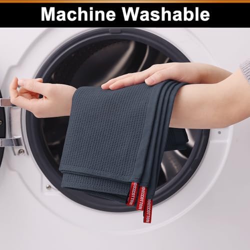 Homaxy 100% Cotton Waffle Weave Dish Cloths, 6 Pack, Dark Grey - Image 5