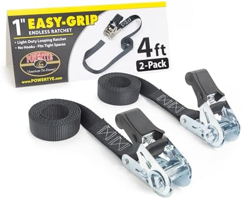 PowerTye 1in x 4ft Easy-Grip Endless Ratchet Straps by PowerTyeMFG