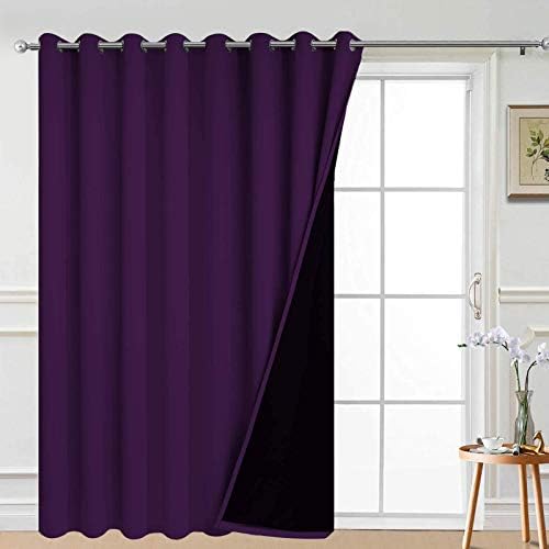 Yakamok Purple 100% Blackout Patio Door Curtain Panels W100 x L96, 1 Panel by Yakamok