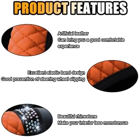 JOYCOURT 15 Inch Bling Soft Leather Car Steering Wheel Cover - Image 4