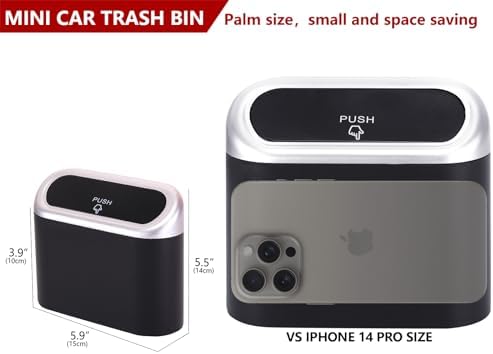 Ginsco Mini Car Trash Can with Lid, Small Car Garbage Can, Cute Leakproof ABS - Image 2