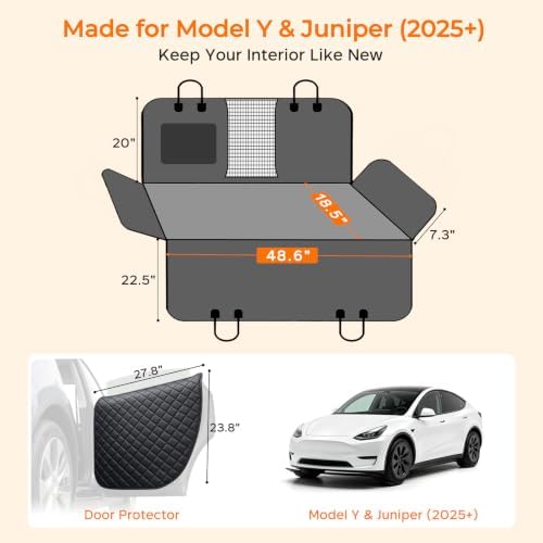 URPOWER Dog Car Seat Cover for Model Y, 100% Waterproof Back Seat Hammock - Image 6