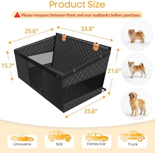 PETICON Large Dog Car Seat, Back Seat Extender - Image 2