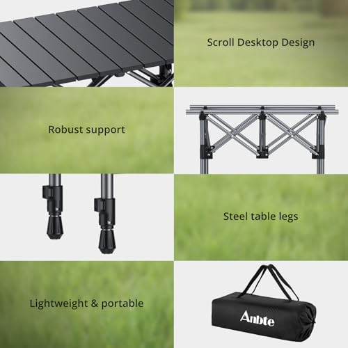 Anbte 2ft Small Roll Up Camping Table, Aluminum Portable, 25” X 16” - Image 6