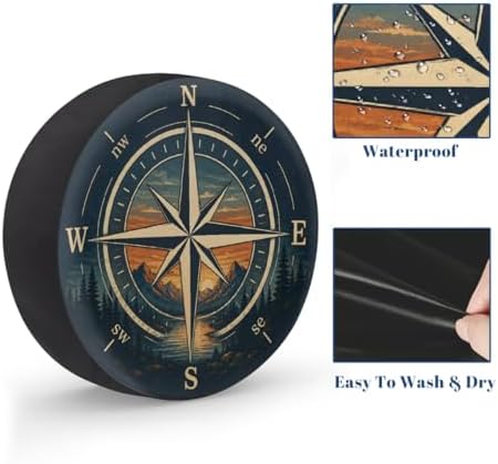 Retro Mountain Compass Spare Tire Cover Wheel Covers Protectors Waterproof - Image 4