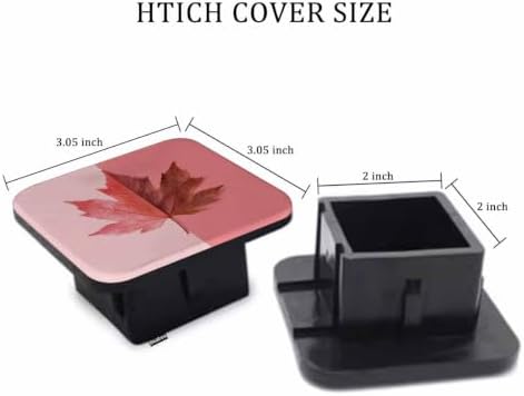 Trailer Hitch Cover Plug Maple Leaf, Autumn Maple Leaf On Coral Pink Trailer - Image 2
