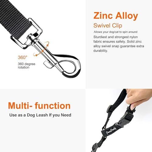 PawsPawty 2 Pack Headrest Dog Car Safety Seat Belt Adjustable Nylon Fabric Car - Image 4