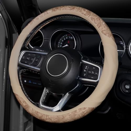 KAFEEK Wood Grain Steering Wheel Cover, 14.5-15 inch - Image 3