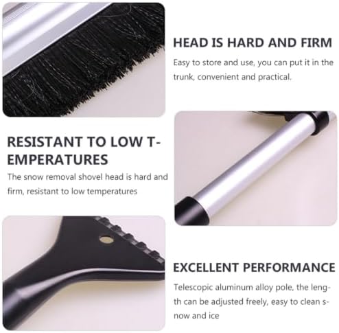 Telescoping Snow Brush Extendable Ice Scraper, Aluminum Alloy Pole - Image 2