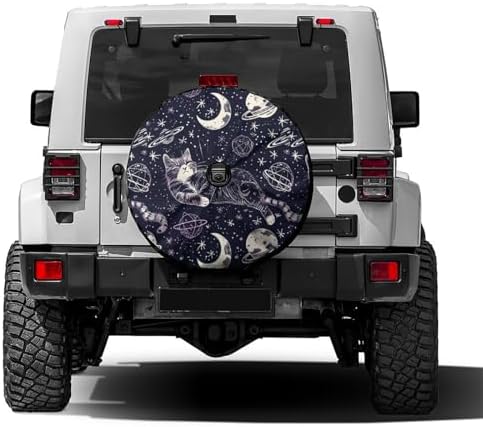 Cat Space Stars Planet Moon Spare Tire Cover by Foruidea