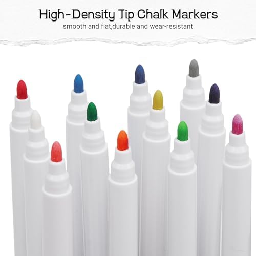 12 PCS Red Liquid Chalk Markers, Fine Tip Neon Erasable Pens - Image 3