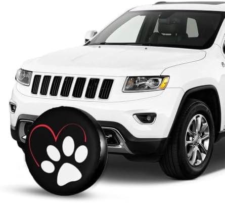 Spare Tire Covers for Trailers, Funny Dog Cat Paw Print Heart Wheel Protectors - Image 4