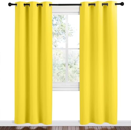 NICETOWN Bright Yellow Room Darkening Curtains - Image 2