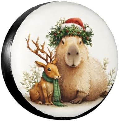 Xmas Capybara Spare Tire Cover Universal by Unknown