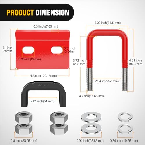 Nilight Trailer Hitch Tightener Anti-Rattle Red U-Bolt - Image 2