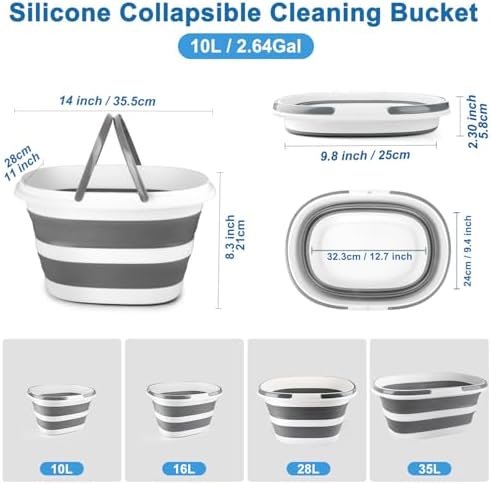 10L Collapsible Bucket with Handle, Foldable Ice Bucket Car Wash Buckets - Image 2