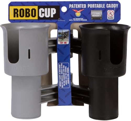 ROBOCUP, Patented Clamp On Boat Cup Holder | Multifunction Dual Drink Caddy by RoboCup