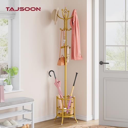 Tajsoon Coat Rack with Umbrella Holder, Coat Tree With 16 Hooks - Image 3