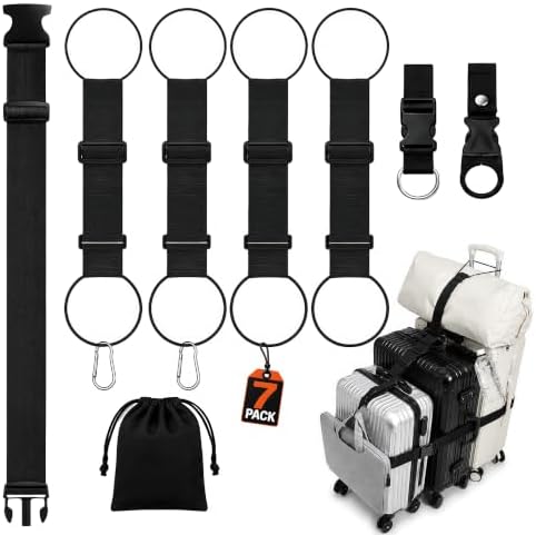 7 Pack Adjustable Luggage Straps by MakingEveryJourneyEasier