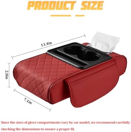 Zpana 4 in 1 Car Center Console Armrest Pillow, Memory Foam, Wine Red - Image 2