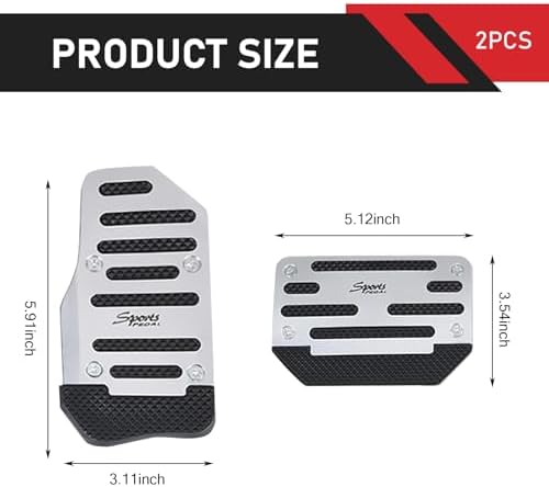 2 PCS Car Non-slip Pedal Pads Set, Alloy Brake Pedal Protectors, Accelerator - Image 2