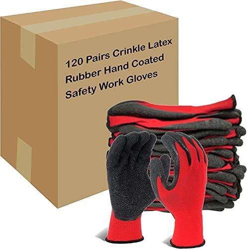 Evridwear Crinkle Latex Rubber Hand Coated Safety Work Gloves by Evridwear