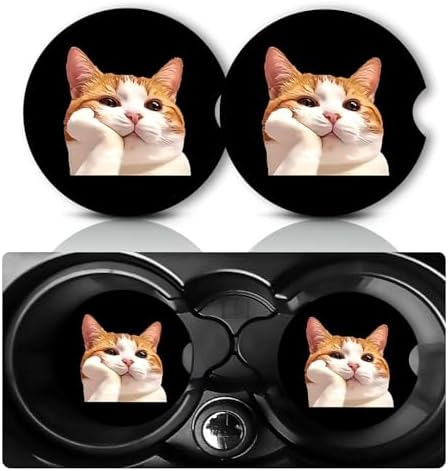 2Pack Cat Car Cup Holder Coaster Neoprene Car Coasters by YGQZYYQ