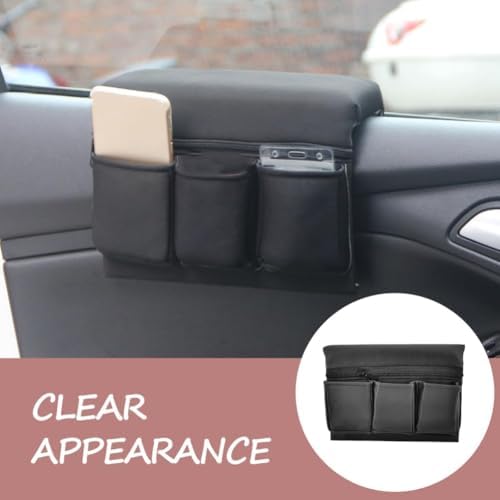 Car Door Side Storage Pocket: Leather Window Armrest Bag Black Car Door Window - Image 4