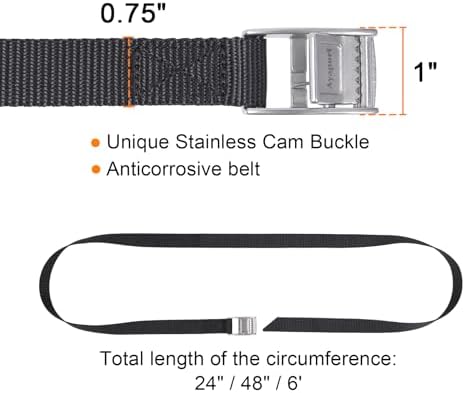 Ayaport Lashing Straps with Stainless Steel Cam Buckle 0.75" x 4', 4 Pack - Image 3