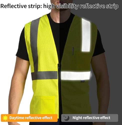 AYKRM 2 Pocket Mesh High Visibility Reflective Safety Vest - Image 3